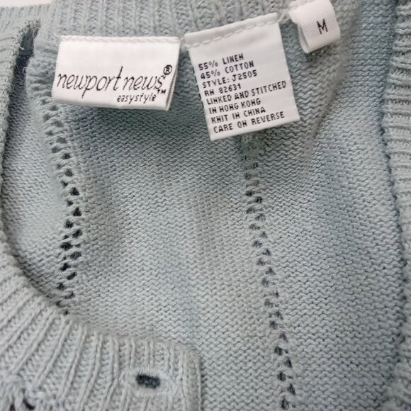 Vintage 90s 2-pc Set Floral Tank Dress & Cardigan Sweater Knit Linen Cotton M/L - Picture 8 of 15